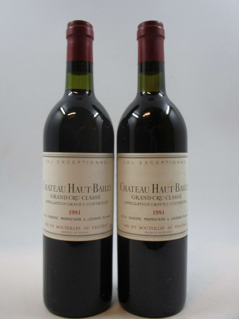 6 bouteilles CHÂTEAU HAUT BAILLY 1981 CC Pessac Léognan (1 légèrement bas