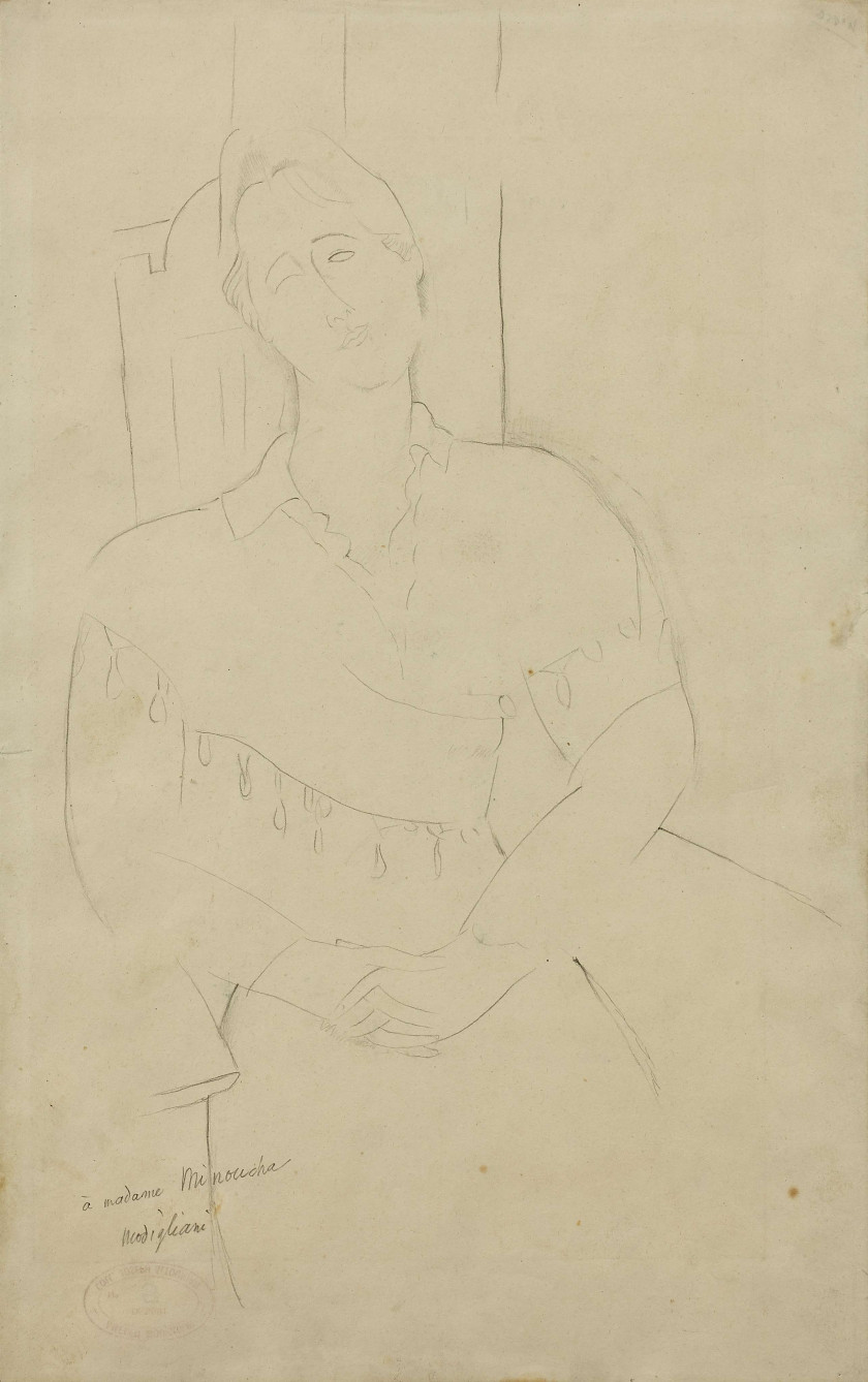 Amedeo MODIGLIANI 1884 - 1920 Madame Minoucha - 1916 Mine de plomb sur papier