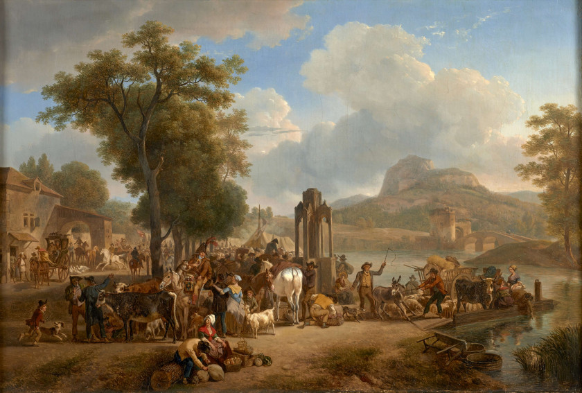 Jean-Louis DEMARNE Bruxelles, 1752 – Paris, 1829 Le passage du bac Huile sur toile