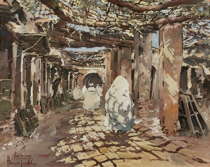 <b>Théophile Jean DELAYE</b> 1896 - 1973<br/>Dans les souks à Marrakech