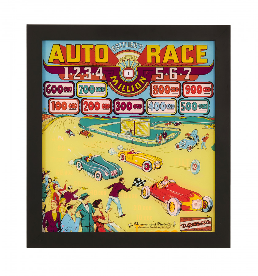 GOTTLIEB & Co  Auto Race - Backglass de flipper - U.S.A. - Fin 1950's