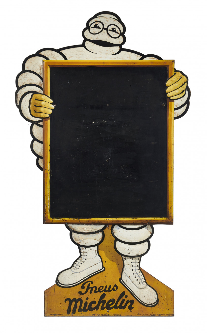 BIBENDUM PNEUS MICHELIN  Rare et important panneau publicitaire, circa 1930