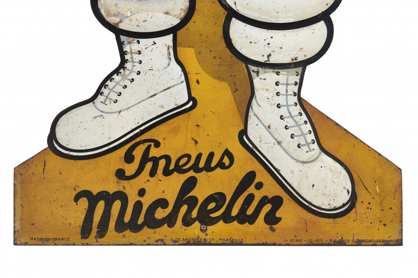 BIBENDUM PNEUS MICHELIN  Rare et important panneau publicitaire, circa 1930