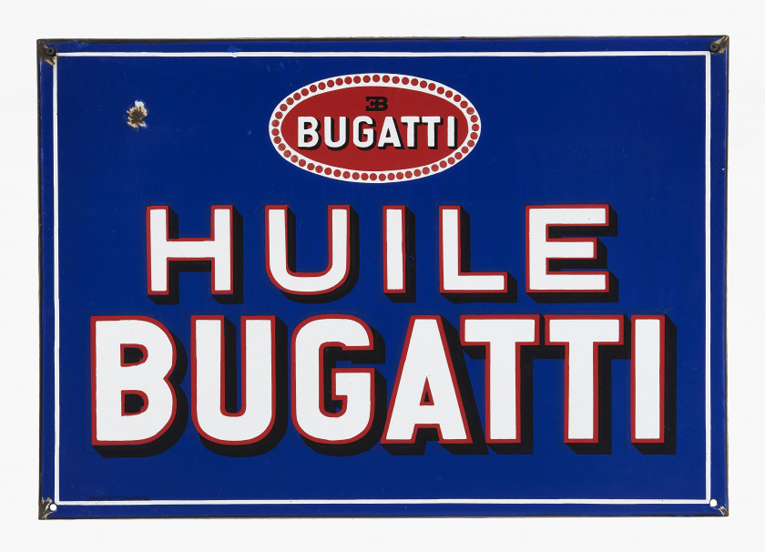 HUILE BUGATTI  Rare plaque émaillée