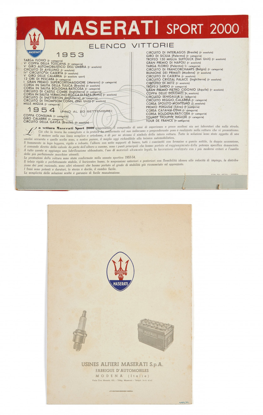 MASERATI  Ensemble de deux brochures
