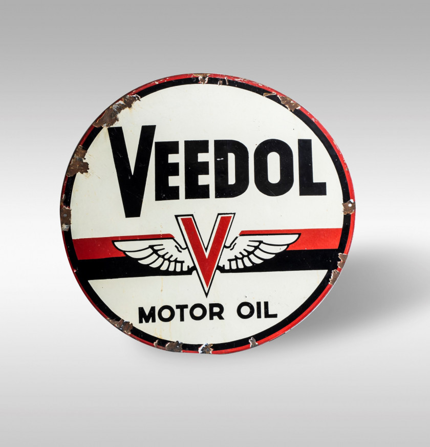 VEEDOL MOTOR OIL  Plaque émaillée, circa 1946