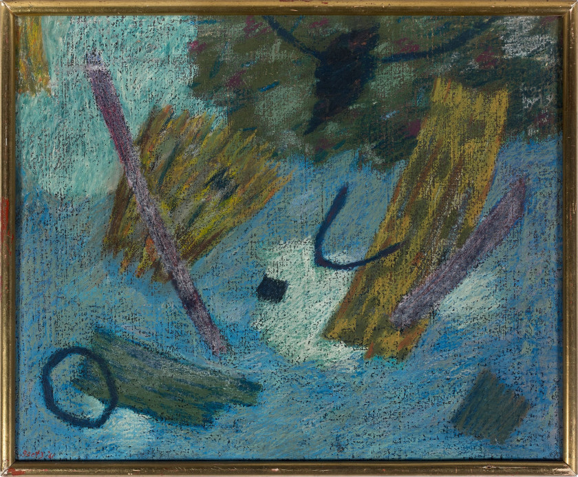 Henri GOETZ (1909 - 1989) SANS TITRE - 1961 Pastel à l'huile sur toile