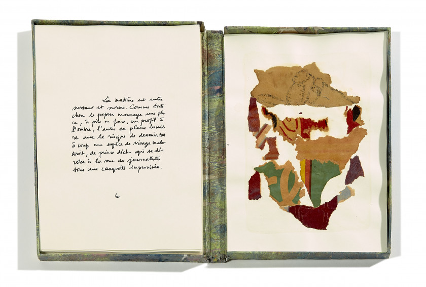 André Pierre ARNAL (Né en 1939) FRICHE SOYEUSE - 1994-96 7 collages et 7 textes manuscrits sur papier dans un emboîtage cartonné