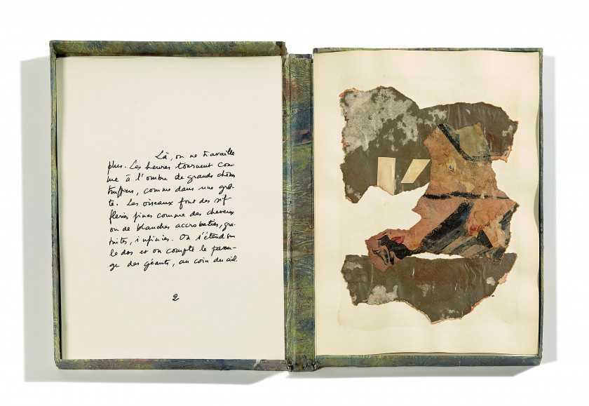 André Pierre ARNAL (Né en 1939) FRICHE SOYEUSE - 1994-96 7 collages et 7 textes manuscrits sur papier dans un emboîtage cartonné