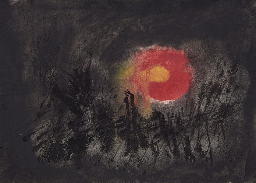 Antonio BANDEIRA (1922 - 1967) SOLEIL NOIR - 1967 Gouache sur papier