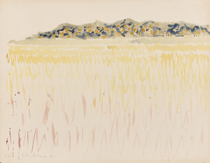 Gilles AILLAUD (1928 - 2005) PAYSAGE - 1980 Aquarelle sur papier