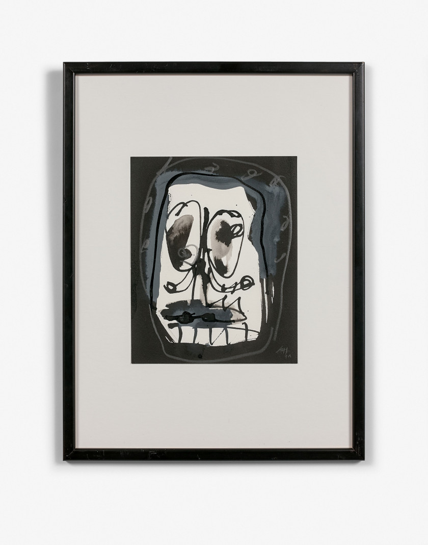 Antonio SAURA (1930 - 1998) L'ETRANGER - 1989 Technique mixte sur papier