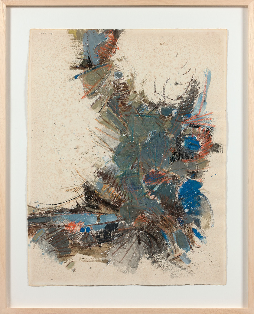 John LEVEE (1924 - 2017) ENSEMBLE DE 2 GOUACHES SUR PAPIER - 1958 Chacune signée et datée