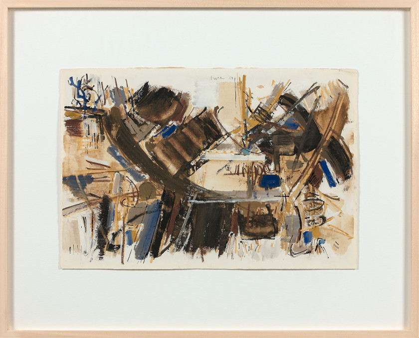 John LEVEE (1924 - 2017) ENSEMBLE DE 2 GOUACHES SUR PAPIER - 1957-58 Chacune signée et datée