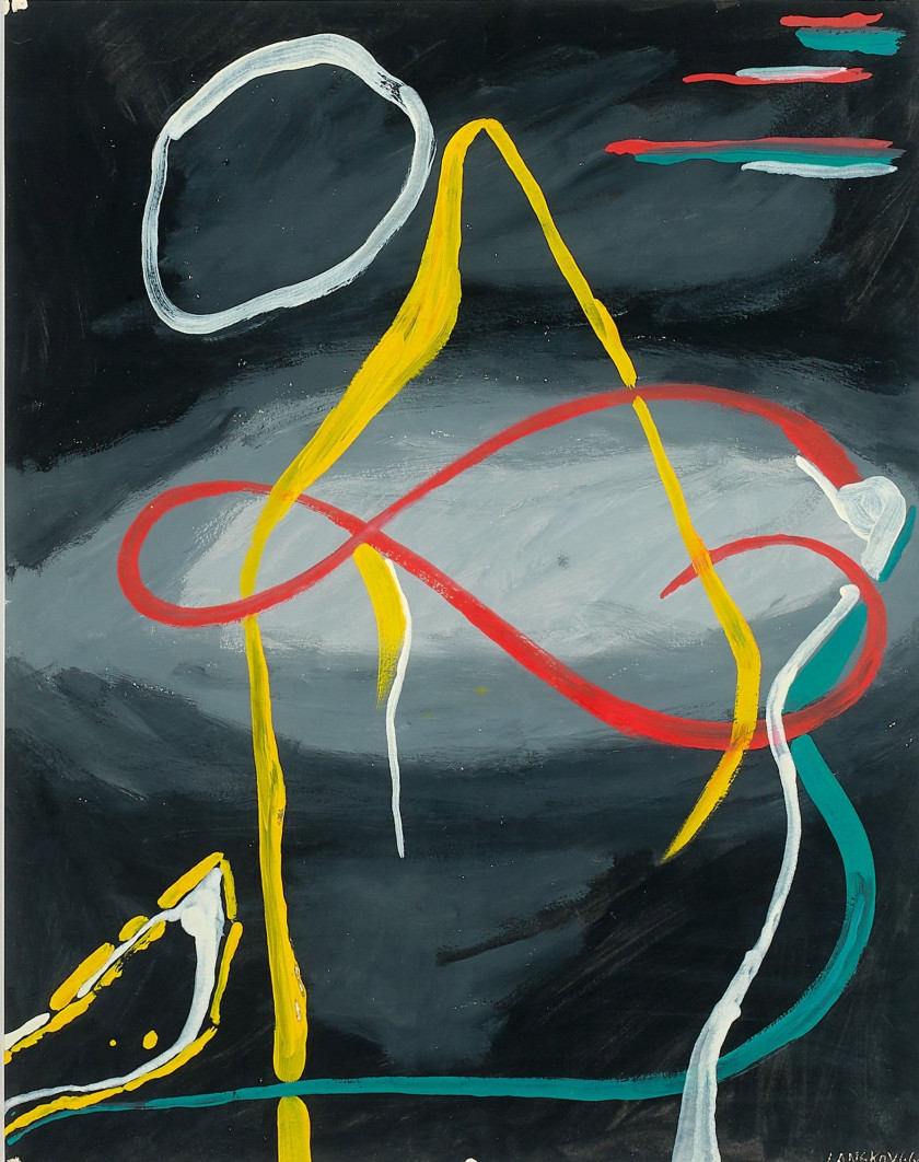 André LANSKOY (1902 - 1976) SANS TITRE - 1966 Gouache sur papier