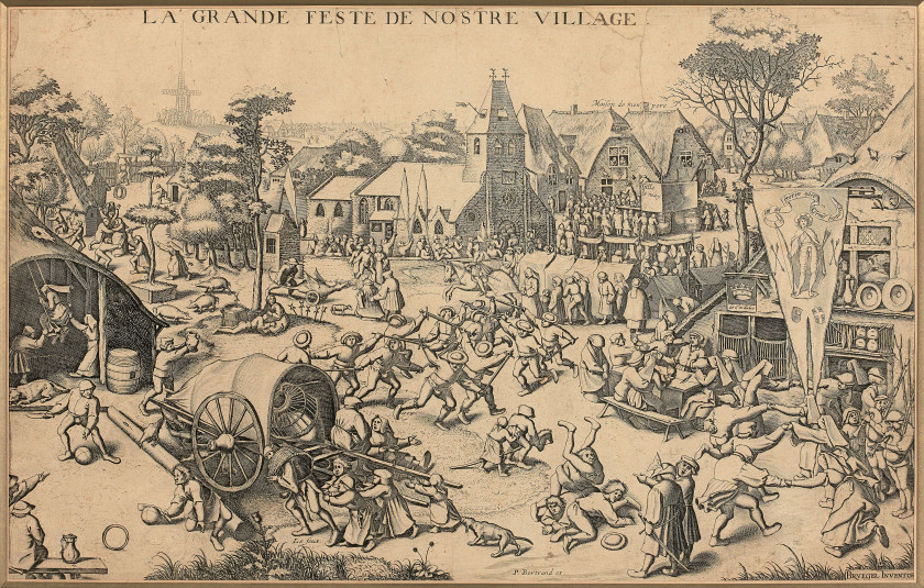 D'après Pieter BRUEGHEL l'Ancien ((?), vers 1525 - Bruxelles, 1569) Par J. et L. van Doetecum, La kermesse de la Saint-Georges, vers.