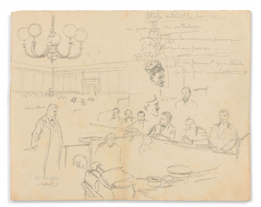 Louis SABATTIER Annonay, 1863 - Nice, 1935 Croquis et études de personnages, exécutés au cours de différentes audiences et procès do...