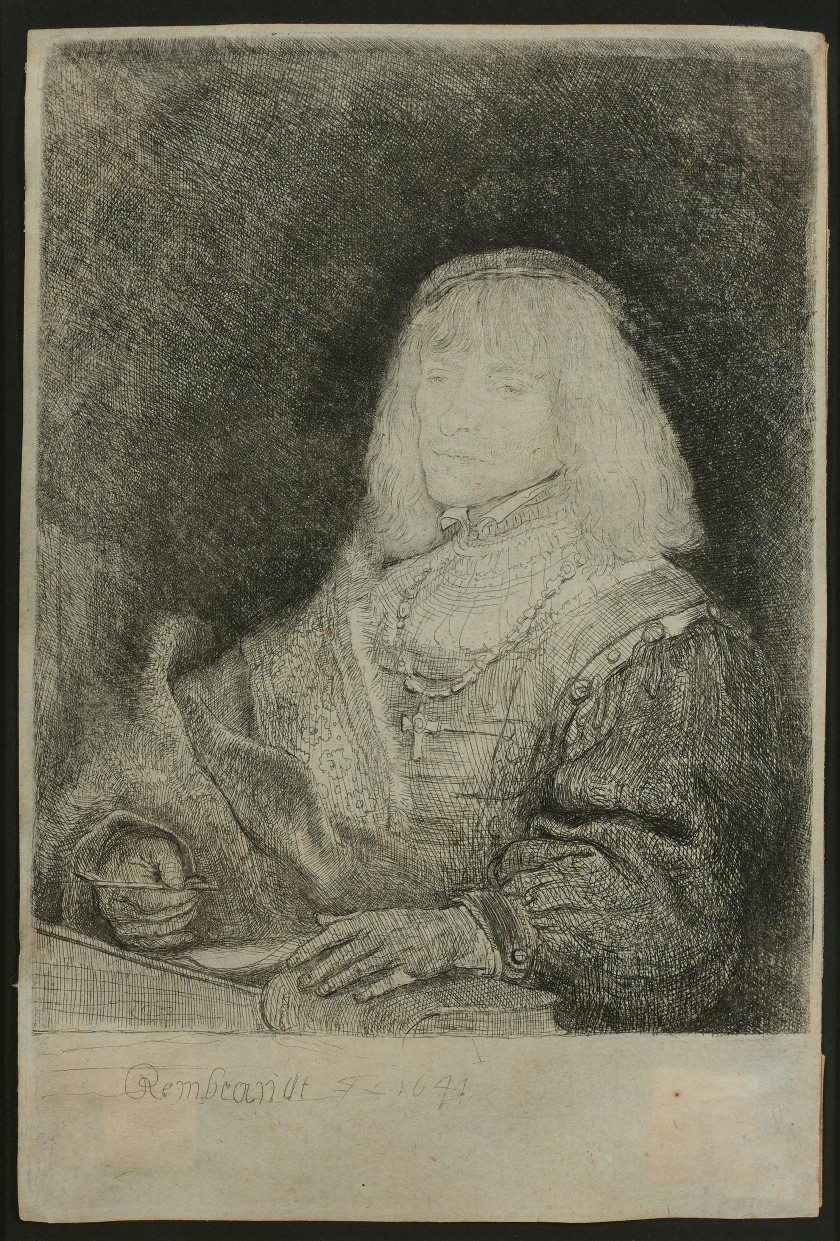 Rembrandt Harmensz. van RIJN Leyde, 1606 - Amsterdam, 1669 L'Homme avec chaîne et croix Eau-forte et pointe sèche