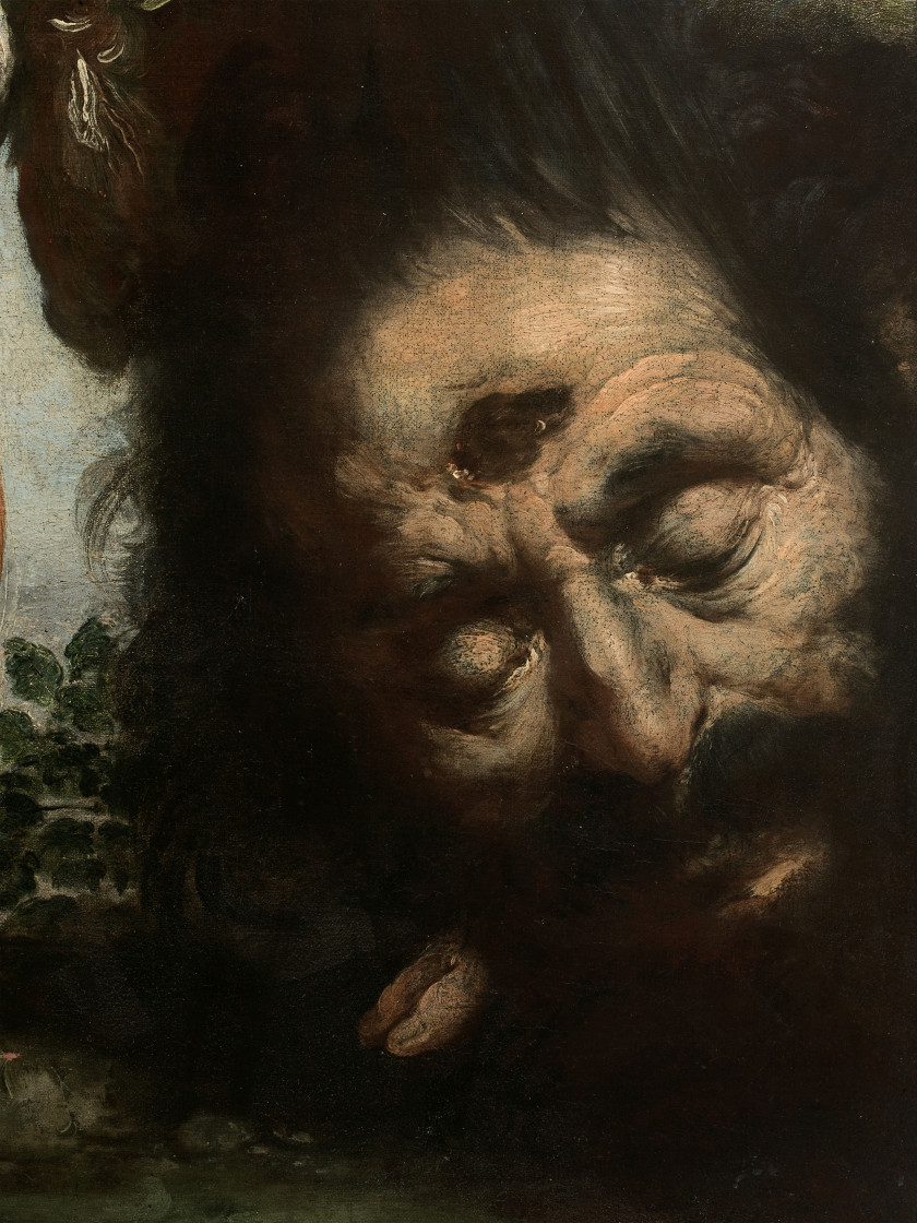 Bernardo STROZZI Gênes, 1581 - Venise, 1644 David tenant la tête de Goliath Huile sur toile