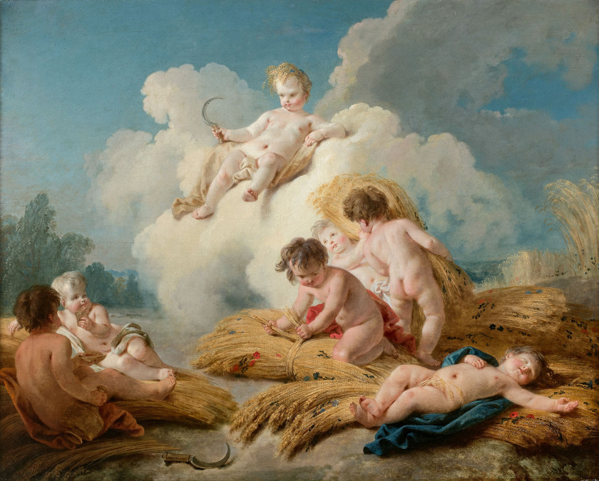 ¤ Auger LUCAS Paris, 1685 - 1765 Allégories des Saisons Suite de quatre huiles sur toiles