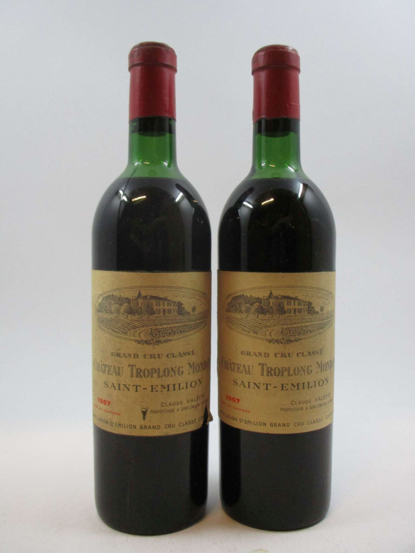 2 bouteilles CHÂTEAU TROPLONG MONDOT 1967 GCC Saint Emilion (haute épaule