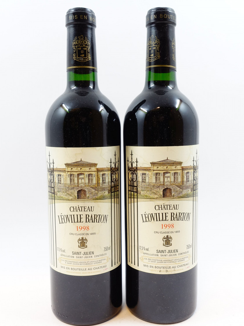 6 bouteilles CHÂTEAU LEOVILLE BARTON 1998 2è GC Saint Julien (étiquettes tachées)