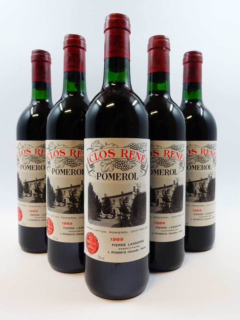 5 bouteilles CLOS RENE 1989 Pomerol