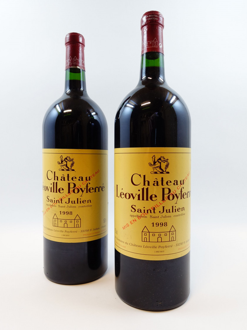 6 magnums CHÂTEAU LEOVILLE POYFERRE 1998 2è GC Saint Julien (étiquettes fanées)