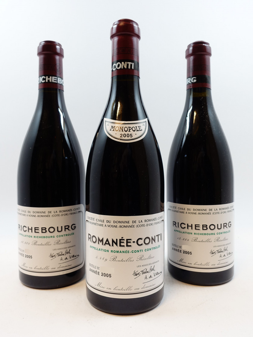 13 bouteilles ASSORTIMENT MILLESIME 2005 DOMAINE DE LA ROMANEE CONTI :