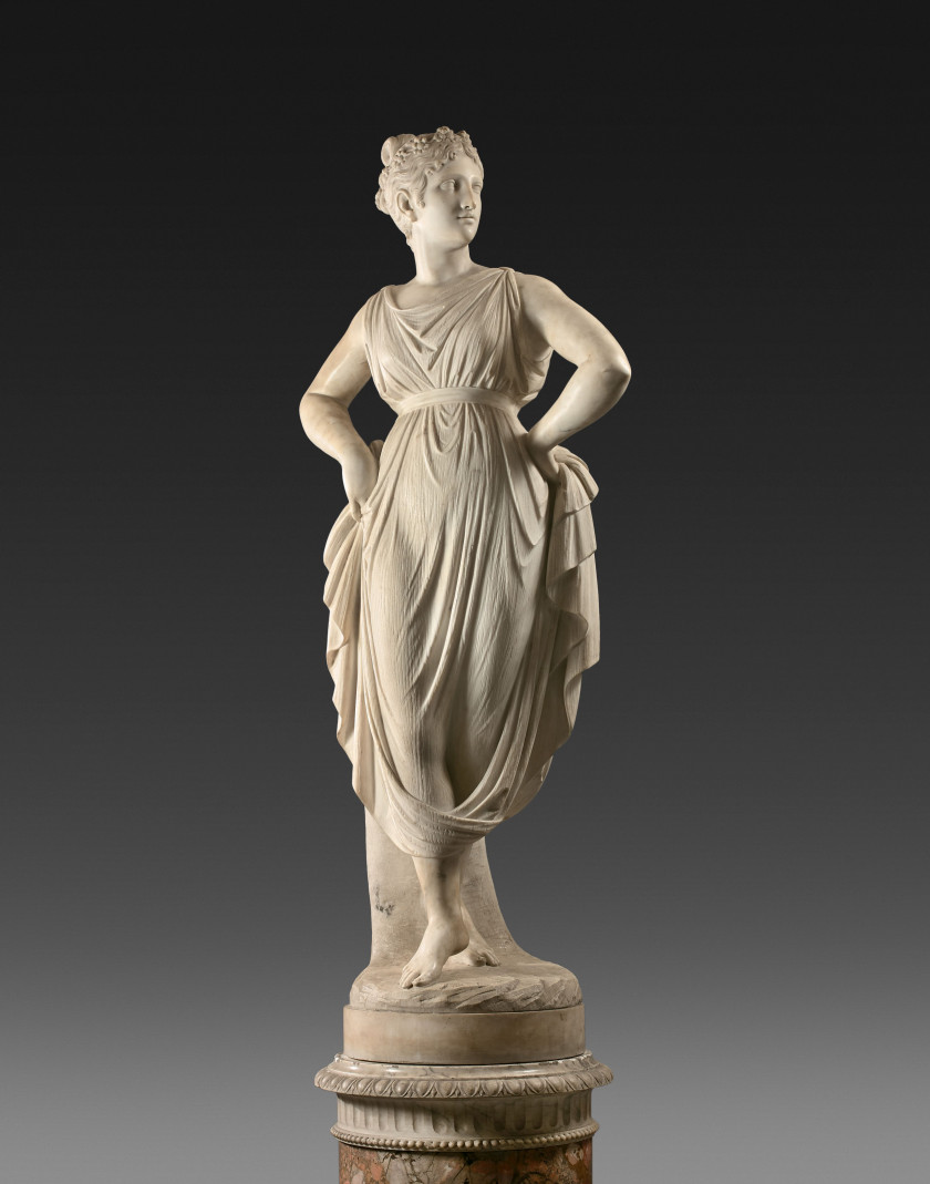 Ecole italienne de la première partie du XIXe siècle Atelier d'Antonio Canova Danseuse avec les mains sur les hanches ou Erato, muse..