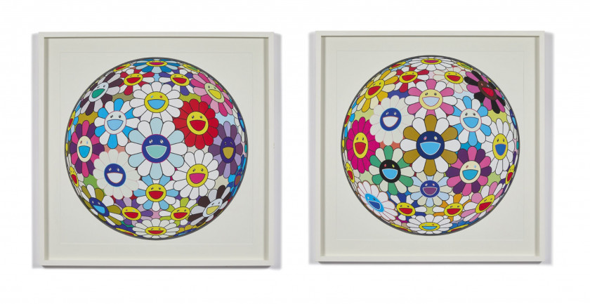 Takashi MURAKAMI Né en 1962 Flower Ball Sequoia Sempervirens (3D) / Flower Ball Autumn (3D) – 2013Flower Ball Autumn (3d) - 2013 Lit...