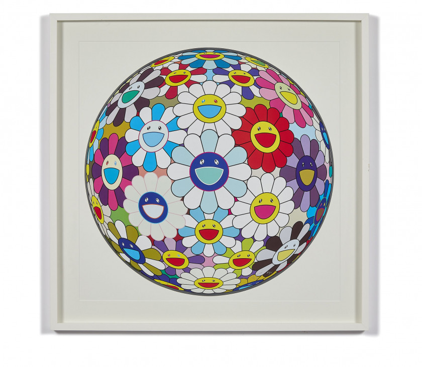 Takashi MURAKAMI Né en 1962 Flower Ball Sequoia Sempervirens (3D) / Flower Ball Autumn (3D) – 2013Flower Ball Autumn (3d) - 2013 Lit...