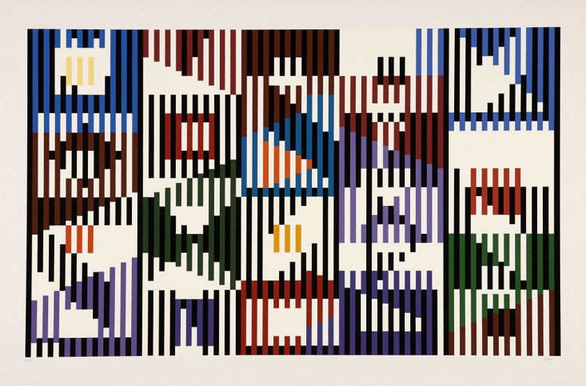 Yaacov AGAM (Né en 1928) Suite pour M.B - circa 1980 Ensemble de 4 sérigraphies en couleurs