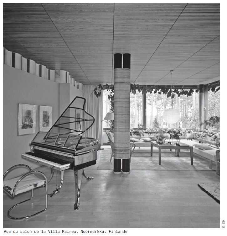 Poul HENNINGSEN 1894-1967 PH Grand Piano – 1931 Piètement en métal chromé, corps en bois laqué et tapissé de cuir cognac, couvercle...