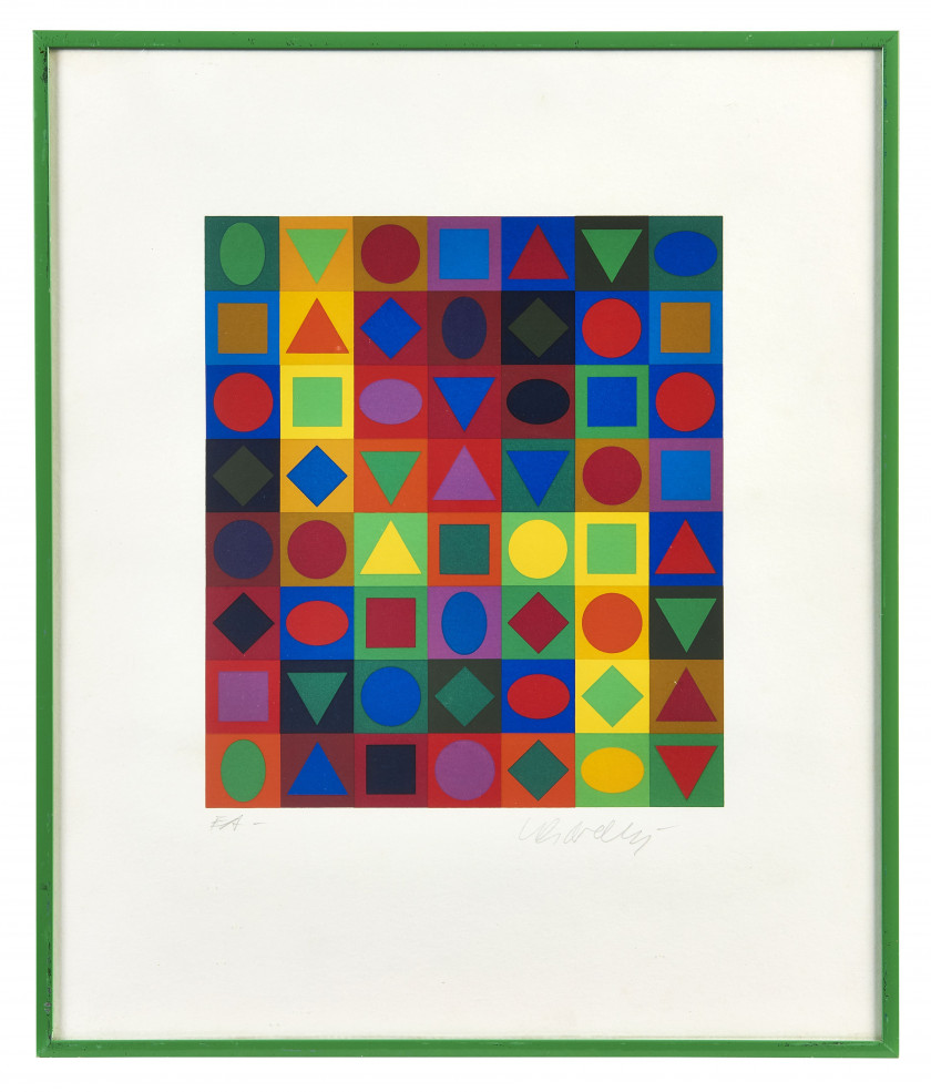 Victor VASARELY (1906 - 1997) Petite composition multicolore - circa 1980 Sérigraphie en couleurs