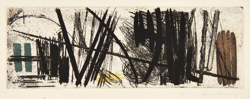 Hans HARTUNG (1904 - 1989) Gravure 3 - 1953 Eau-forte en couleurs