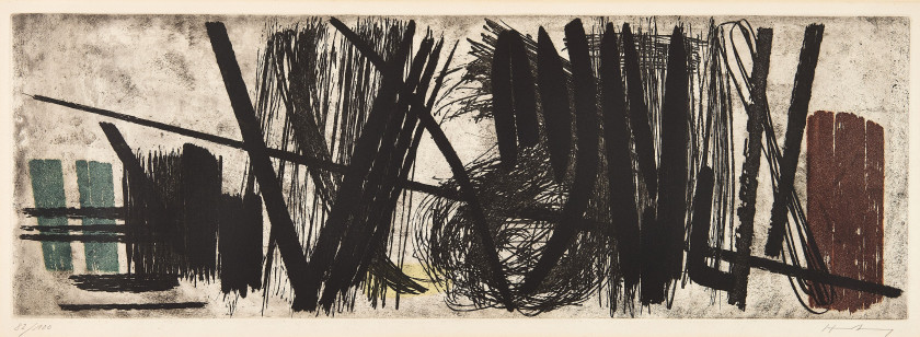 Hans HARTUNG (1904 - 1989) Gravure 4 - 1953 Eau-forte en couleurs