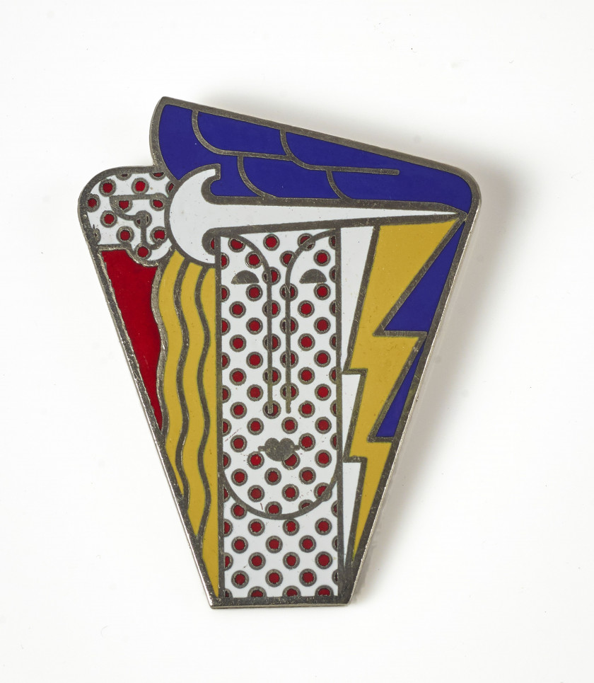 Roy LICHTENSTEIN (1923 - 1997) Modern Head Brooch - 1968 Email sur métail