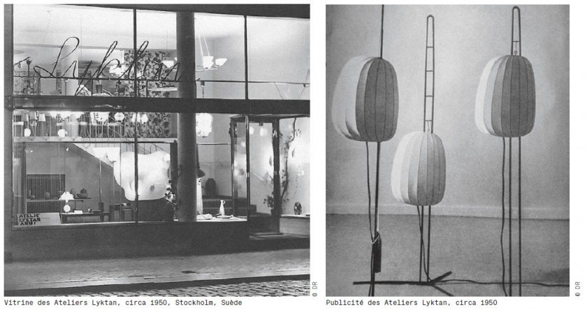 Hans BERGSTRÖM 1910–1996 Paire de lampadaires dits « Golviampor » – circa 1950 Piètement en métal laqué noir, abat-jour réglable en...