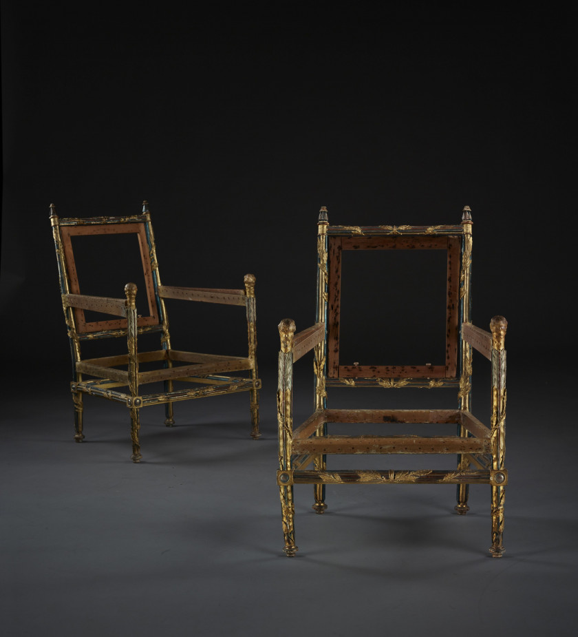 ¤ SUITE DE MOBILIER ROYAL À CHÂSSIS D'ÉPOQUE LOUIS XVI PAR GEORGES JACOB ET JEAN-BAPTISTE RODE LIVRÉE POUR LE COMTE D'ARTOIS (1757-18