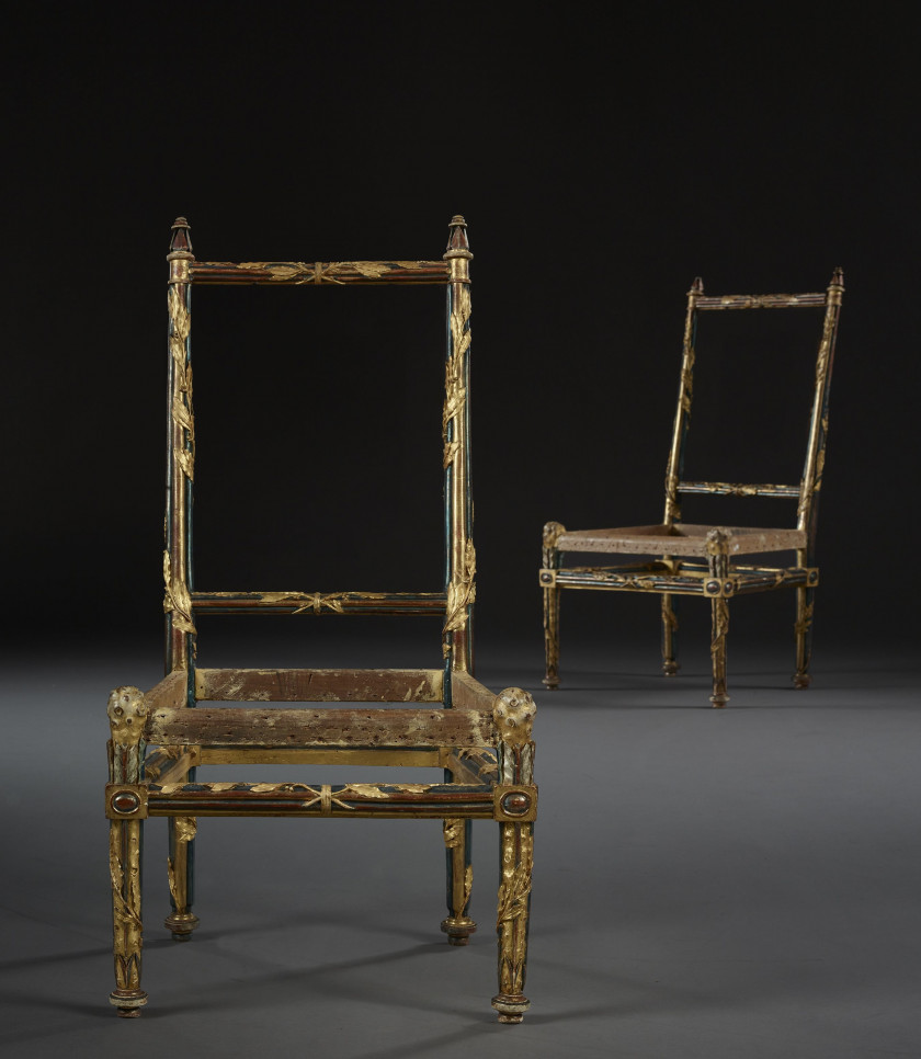 ¤ SUITE DE MOBILIER ROYAL À CHÂSSIS D'ÉPOQUE LOUIS XVI PAR GEORGES JACOB ET JEAN-BAPTISTE RODE LIVRÉE POUR LE COMTE D'ARTOIS (1757-18