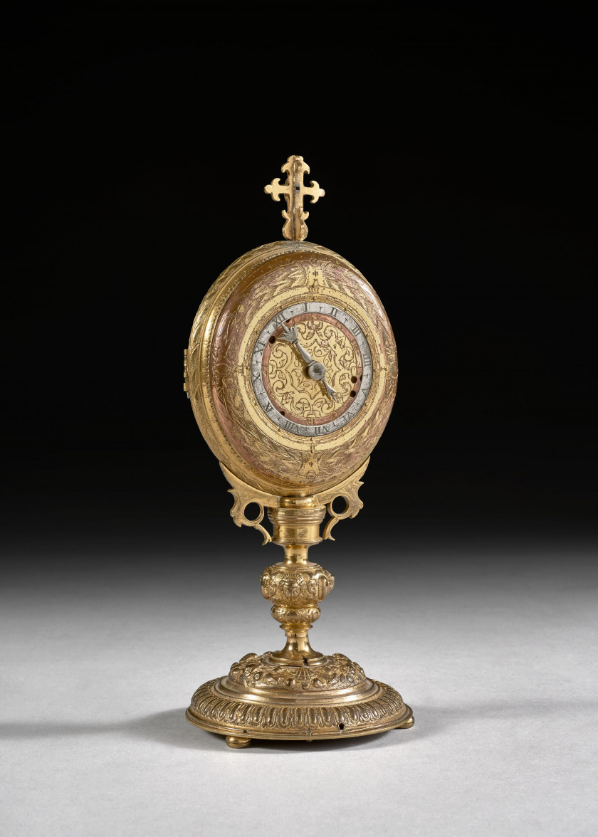 HORLOGE DE TABLE À RÉVEIL Allemagne, première moitié du XVIIe siècle Le mouvement estampillé 'D E H ( ?) F'