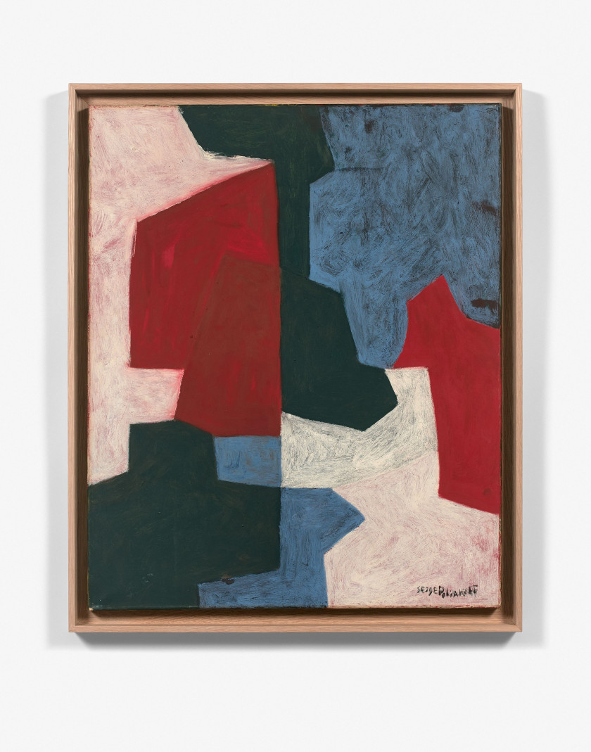 Serge POLIAKOFF (1900 - 1969) COMPOSITION ABSTRAITE - 1966 Tempera sur papier marouflé sur toile par l'artiste