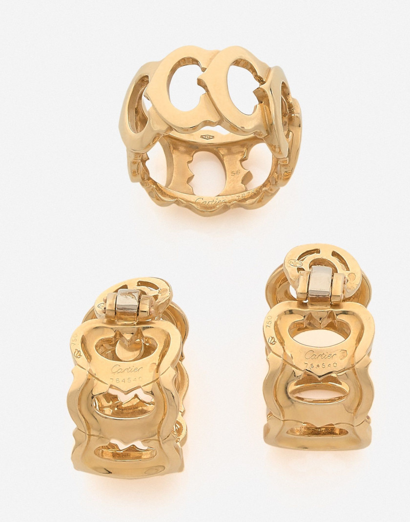 CARTIER  Bague et paire de clips d'oreilles "C de Cartier"