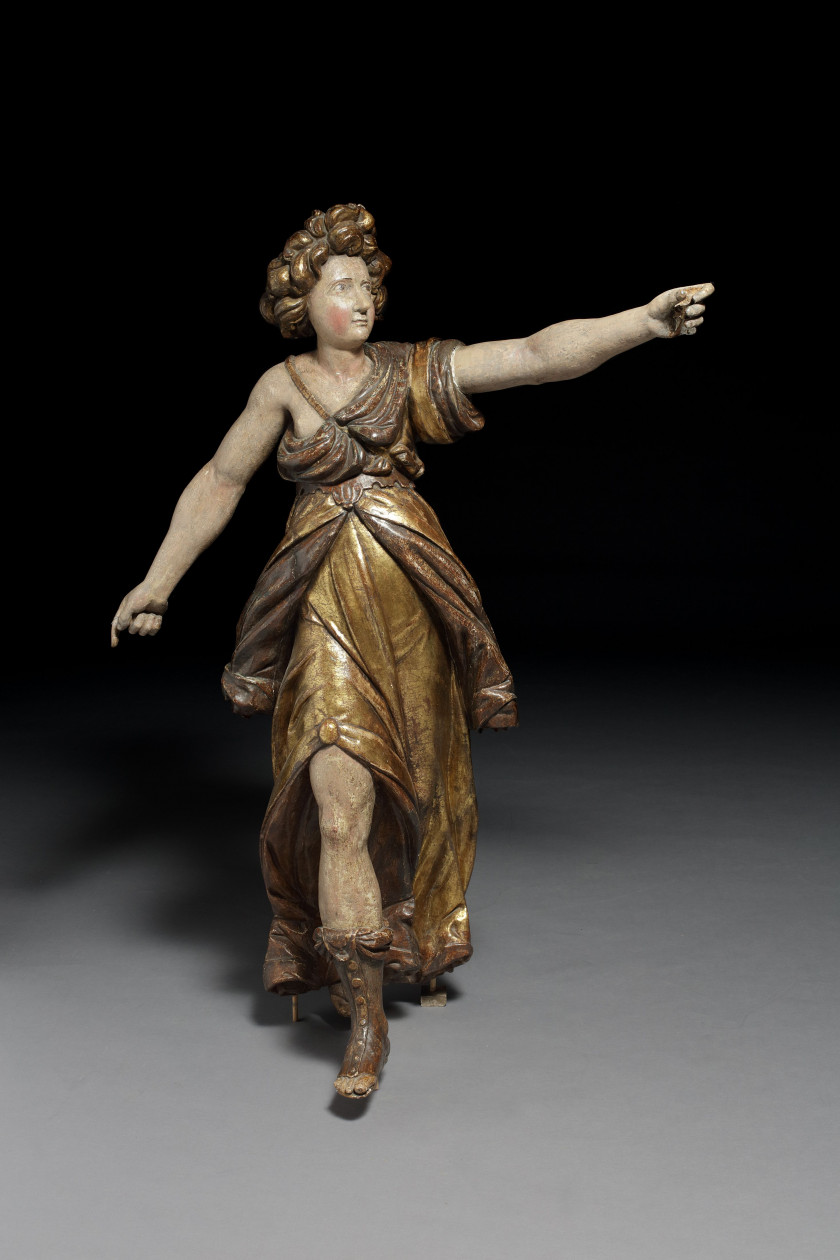 Italie du Nord, fin du XVIIe siècle Allégorie féminine Sculpture en ronde bosse de bois polychromé et doré