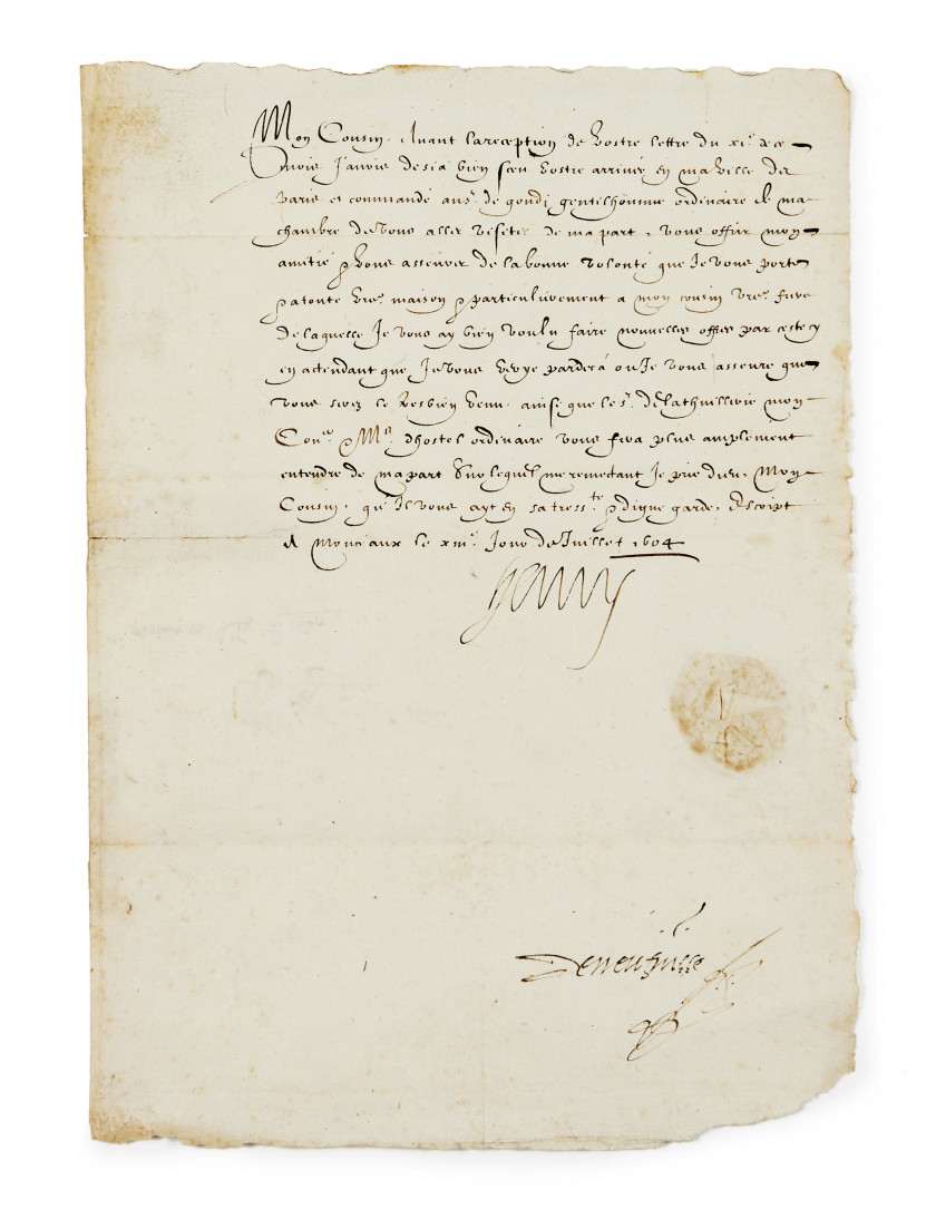 HENRI IV  Lettre signée.