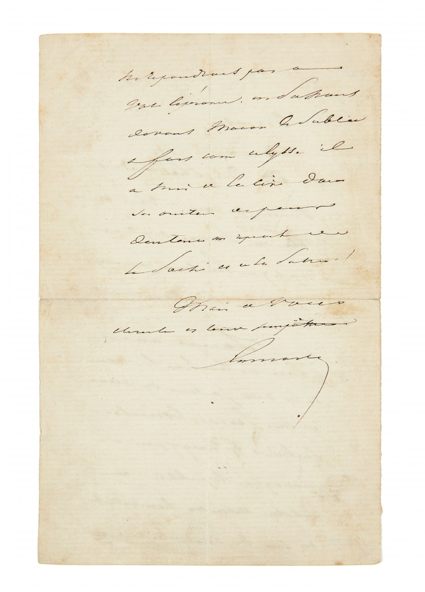 HUGO (Victor).- LAMARTINE (Alphonse de)  Réunion de 2 lettres autographes signées