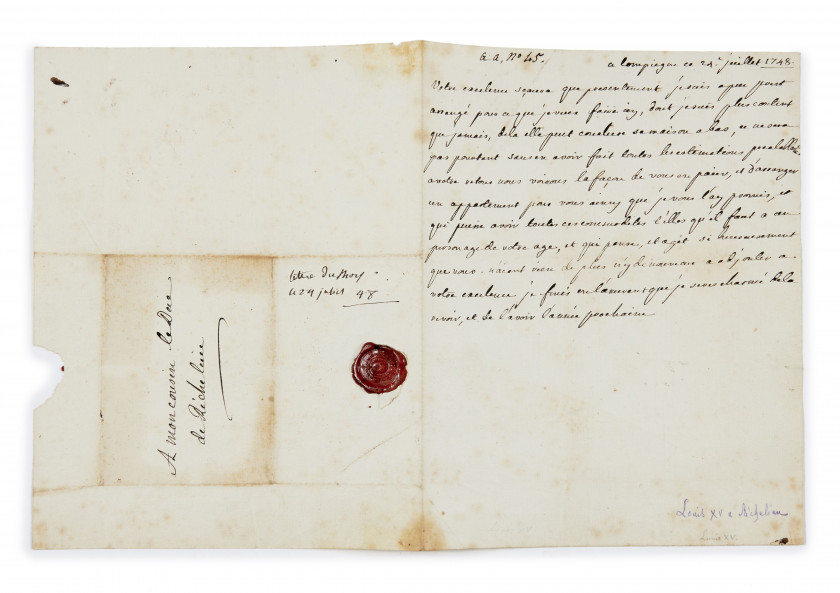 LOUIS XV  Lettre autographe