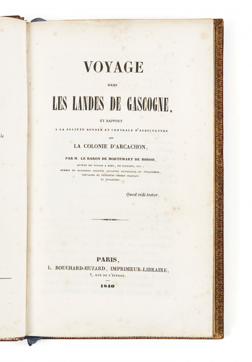 MORTEMART de BOISSE (François Gerôme Léonard, baron de)  Voyage dans les Landes de Gascogne, et rapport à la Société royale et centr...