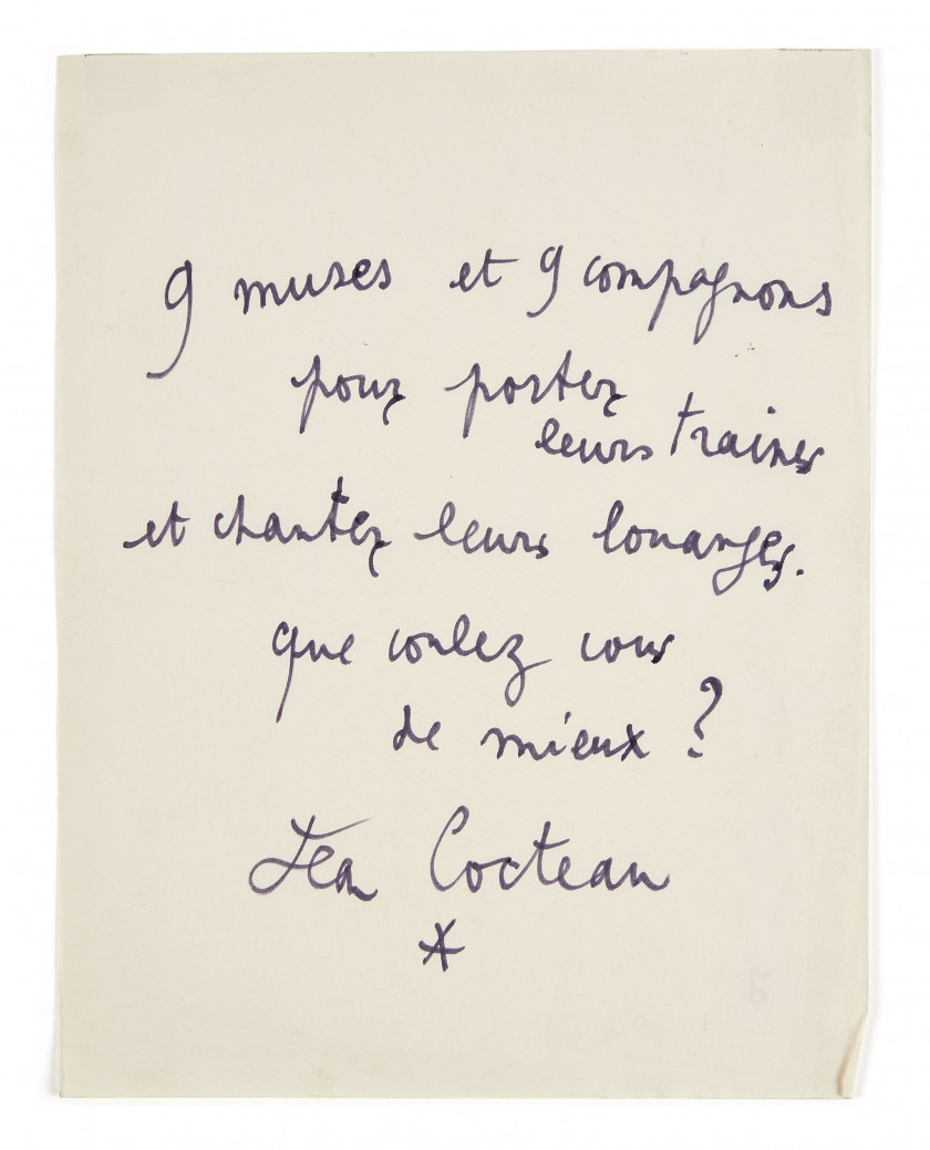 COCTEAU (Jean)  Dessin original signé.
